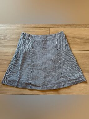 LOFT Blue White Striped A-Line Skirt Size 4 Lined Mini